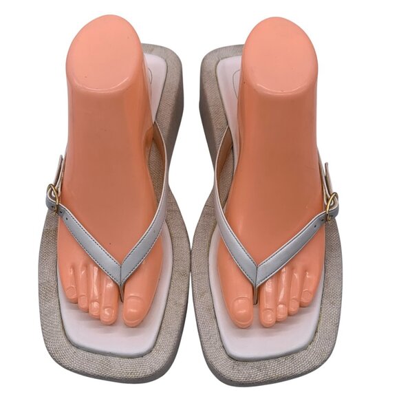 Jacquemus  Les Tatanes Lin Leather Platform Sandals Women’s Sz 40 US 9 White. #4 - Picture 6 of 13